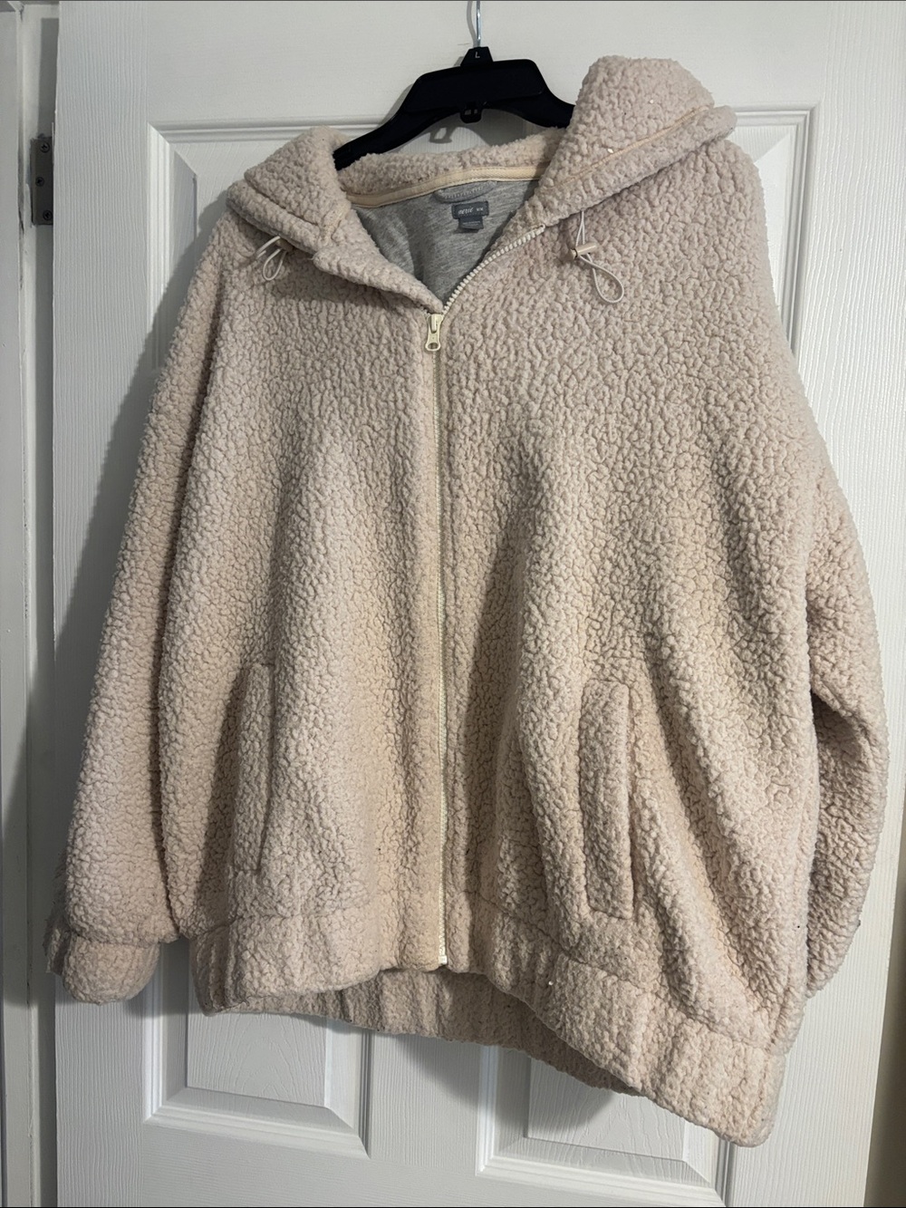 aerie Cream Teddy Sherpa Zip-Up Hoodie
